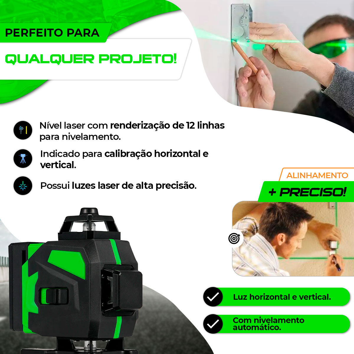 nível Laser 3d profissional autonivelante recarregável