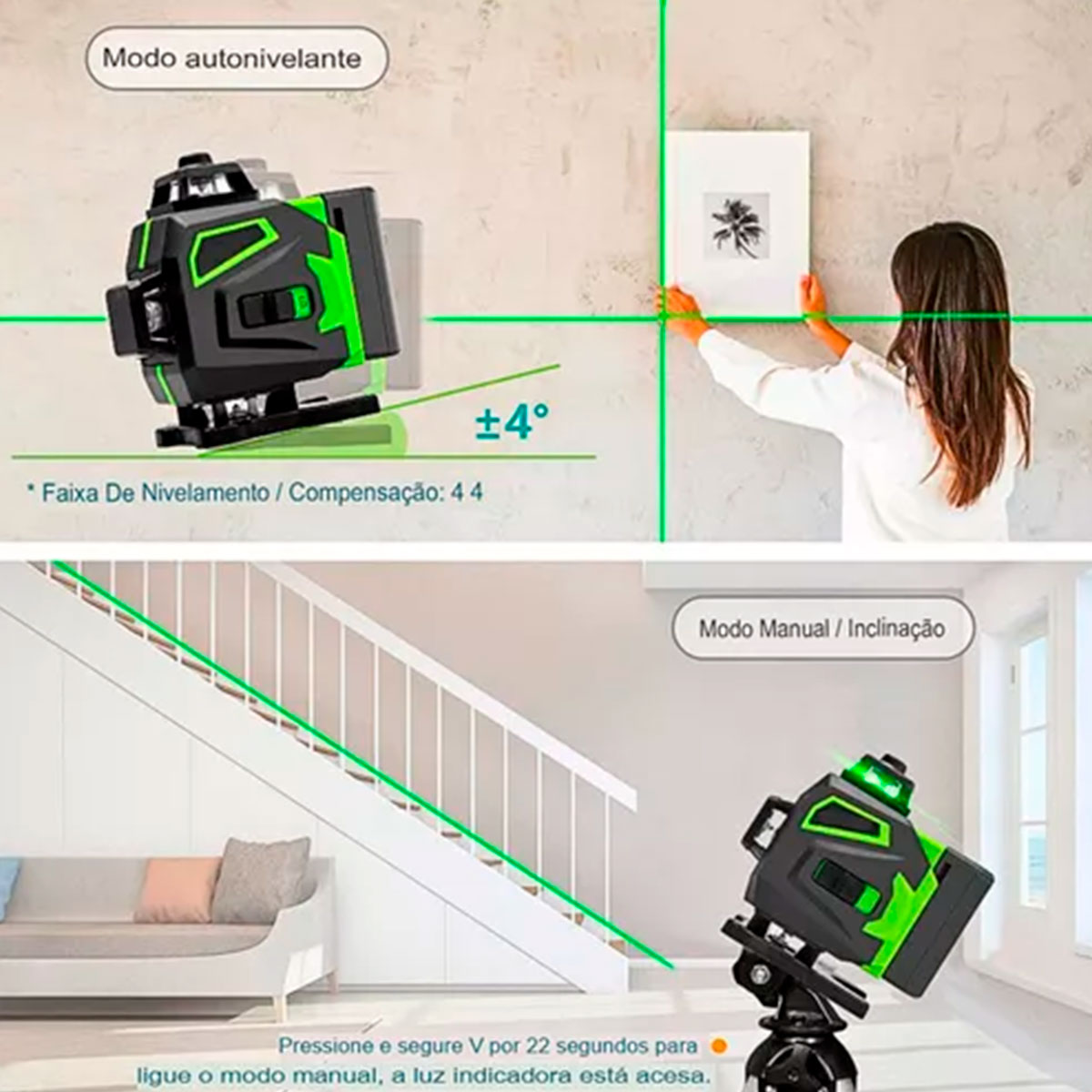 nível Laser 3d profissional autonivelante recarregável