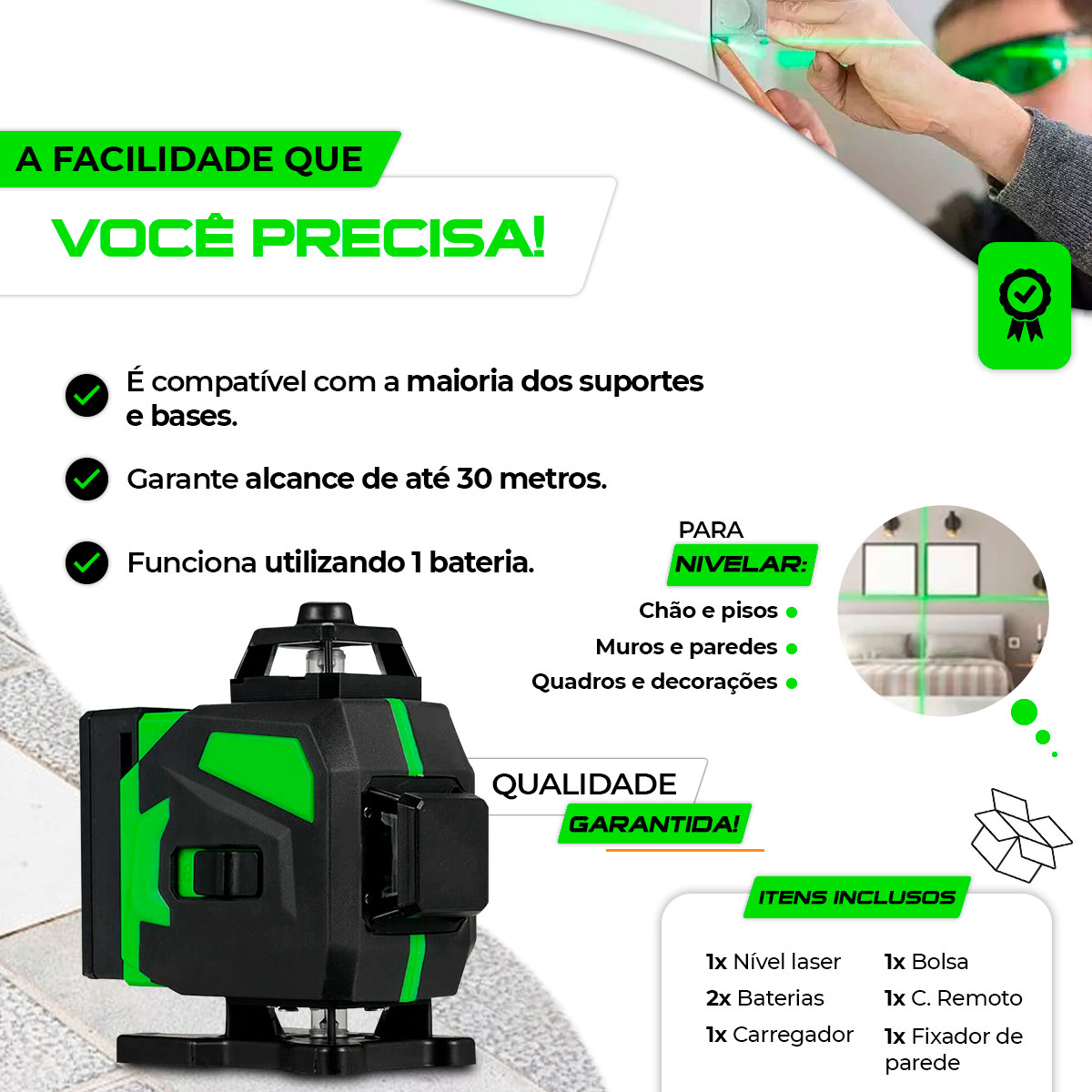 nível Laser 3d profissional autonivelante recarregável