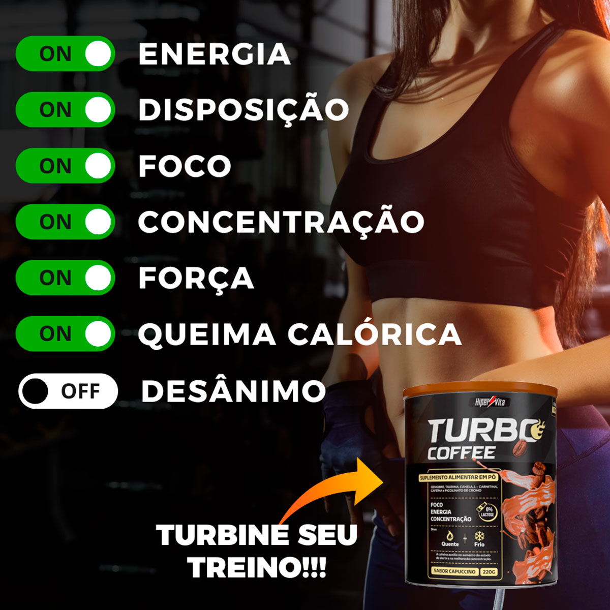 suplemento alimentar zero açucar turbo coffee hipervita