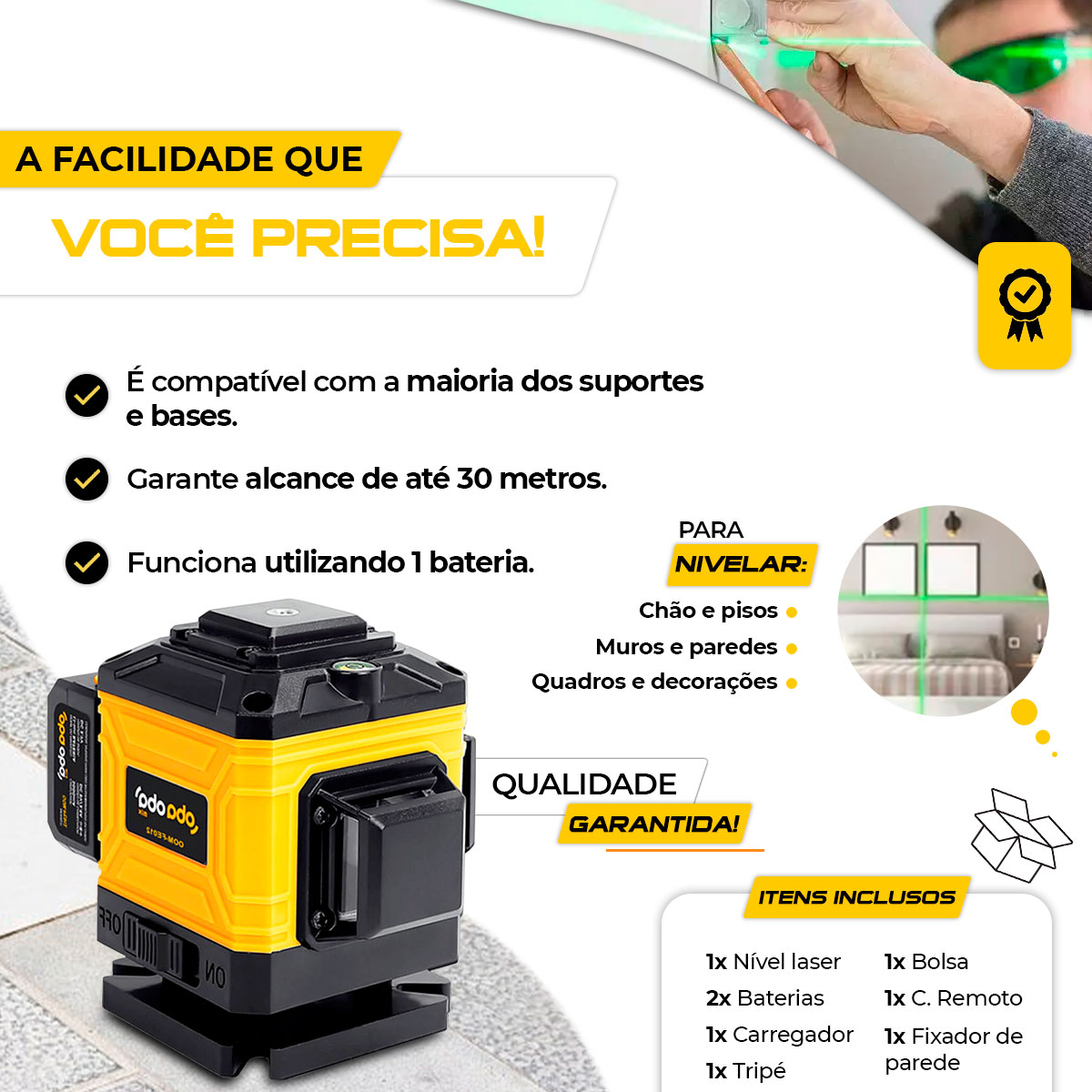 kit nível laser 3d oom-kit002 com tripé