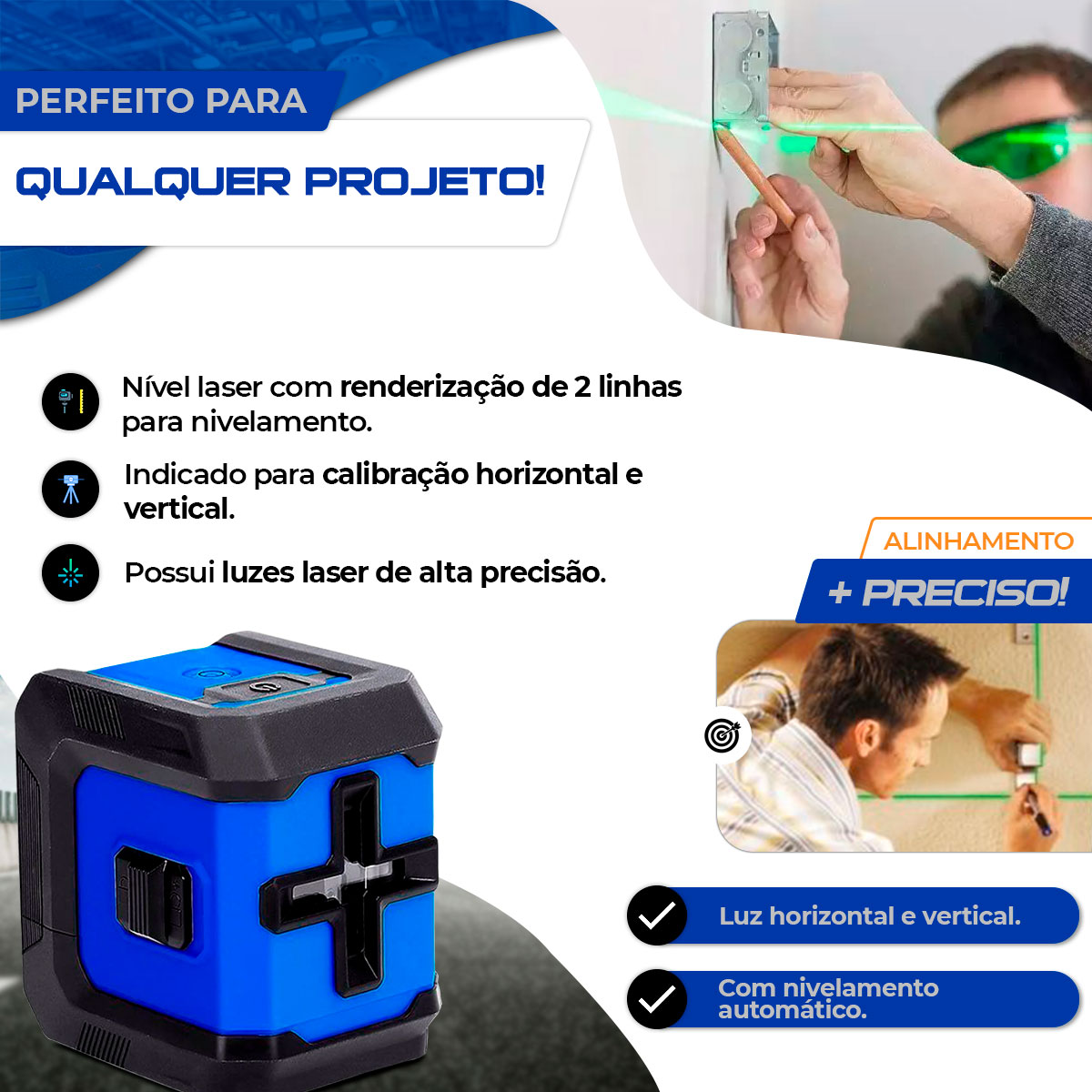 nível laser 3d nl205 2 linhas profissional
