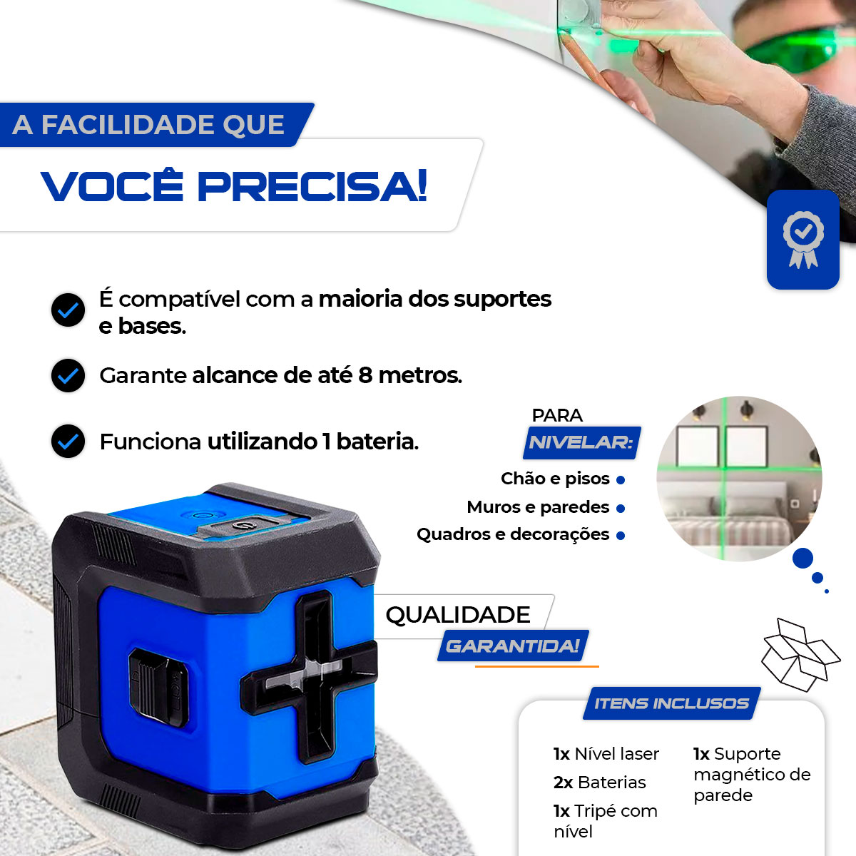 nível laser 3d nl205 2 linhas profissional